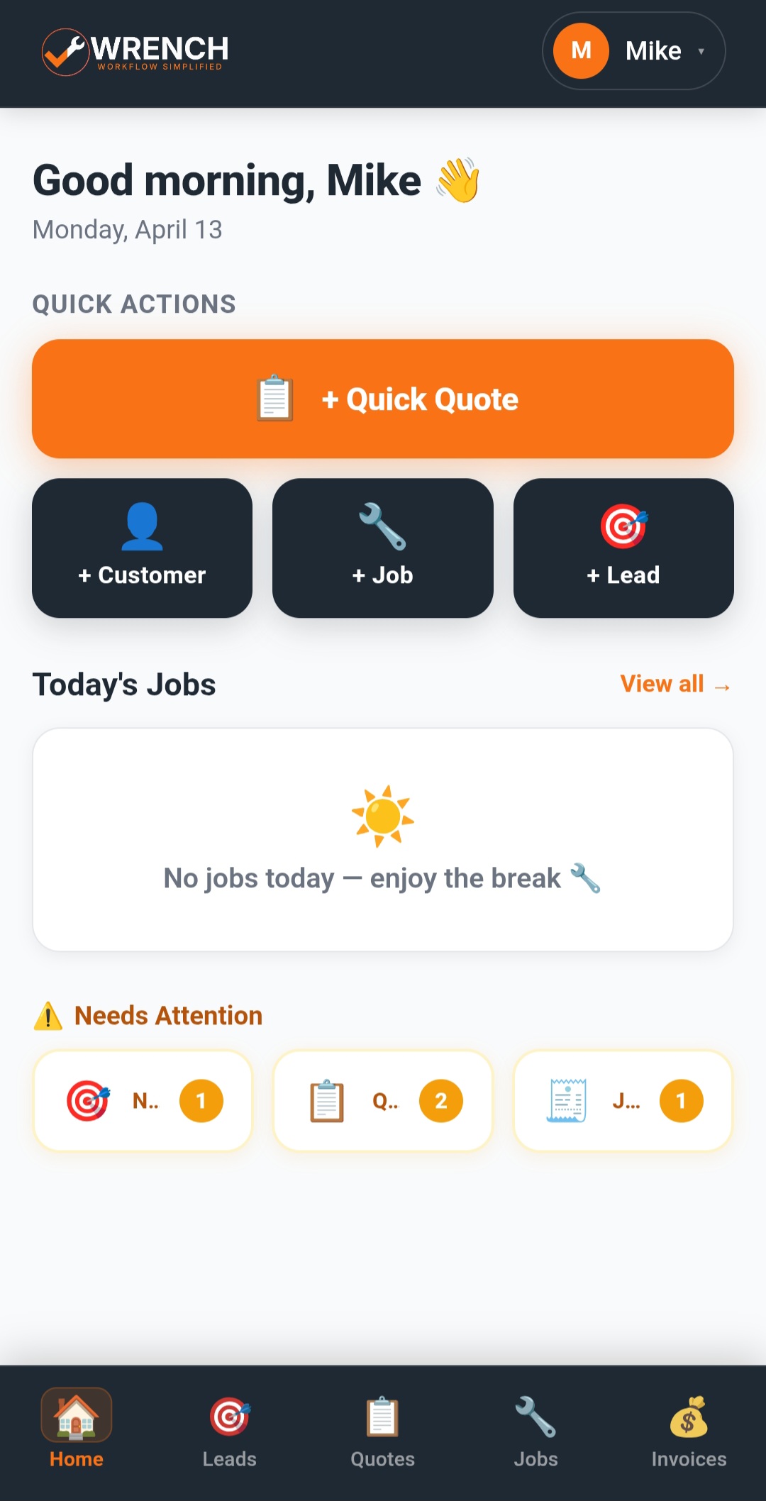 Wrench Dashboard